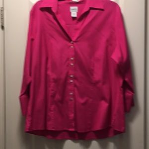 Beautiful women fushia blouse, size Xl, brand name is Chico’s